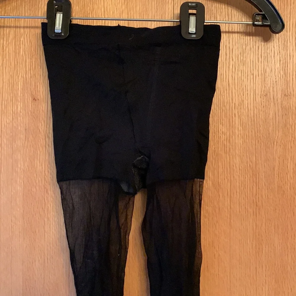 Jockey black sheer control top small tall pantyhose reinforced toe VGUC